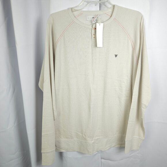 Five Four Club Mens XL White Henley Long Sleeve Cotton Polyester Tee T-Shirt - Picture 1 of 7